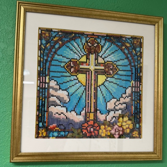 Framed Cross Mosaic Art with Gold Frame - Picture 2 of 2